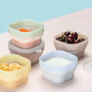 3-piece Foldable Silicone Lunch Box Baby Food Bowl Food-grade Outdoor Portable Lunch Box