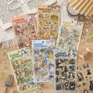 6 Pack Fun Travel Stickers, Flat Paper Hand Account Decoration, Creative Stationery Materials DIY Scrapbook Frame Album Water Cup Diary Calendar