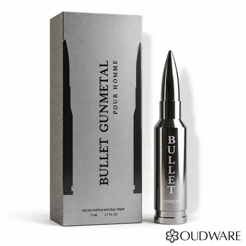 Bharara Bullet Gun Metal EDP For Men 75ml (2.5 Oz) - Long Lasting Fresh , Woody & Spicy Scent For Men - Luxury Men's Gift