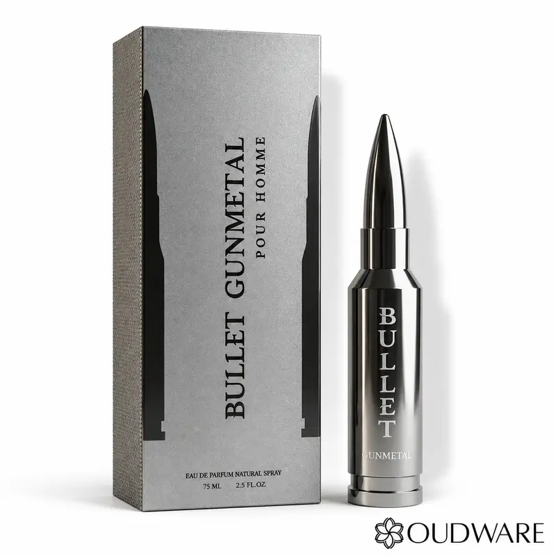 Bharara Bullet Gun Metal EDP For Men 75ml (2.5 Oz) - Long Lasting Fresh , Woody & Spicy Scent For Men - Luxury Men's Gift