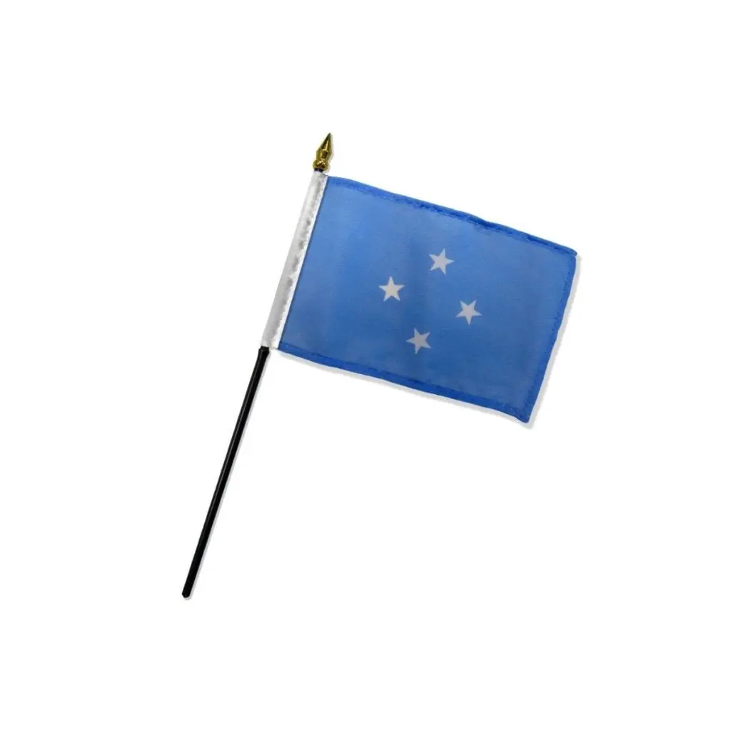 4x6 inches Decorative Micronesia Stick Flag - 1-Piece Stitched Edge Plastic, Polyester Fits, Stick Mount, Bright Colors, Festive & Party Supplies for Home Decor Backdrops, Parades, National Pride