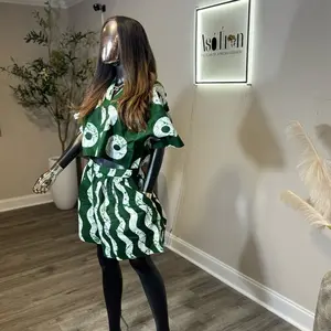 Kachi African Print 2 Piece Short Set - Ankara Crop Top and High Waisted Shorts - Summer Vacation Co-ord - African Wax Print Women’s Clothing