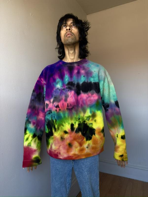 Men’s XL black rainbow sweater Lambswool pullover