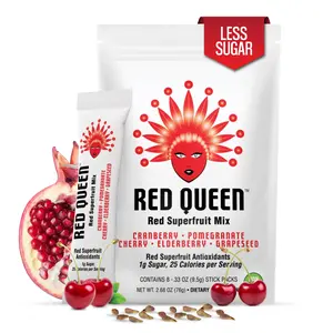 Red Queen Superfruit Mixed Powder Drink - Cranberry-Pomegranate-Cherry-Elderberry-Grapeseed (Pack of 8) - Low Sugar and Calories - Beverage