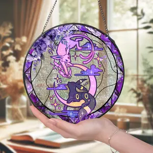 Handcrafted Anime Stained Glass Suncatcher, Moon & Star-Inspired  Window Art, Perfect Gift for Fans