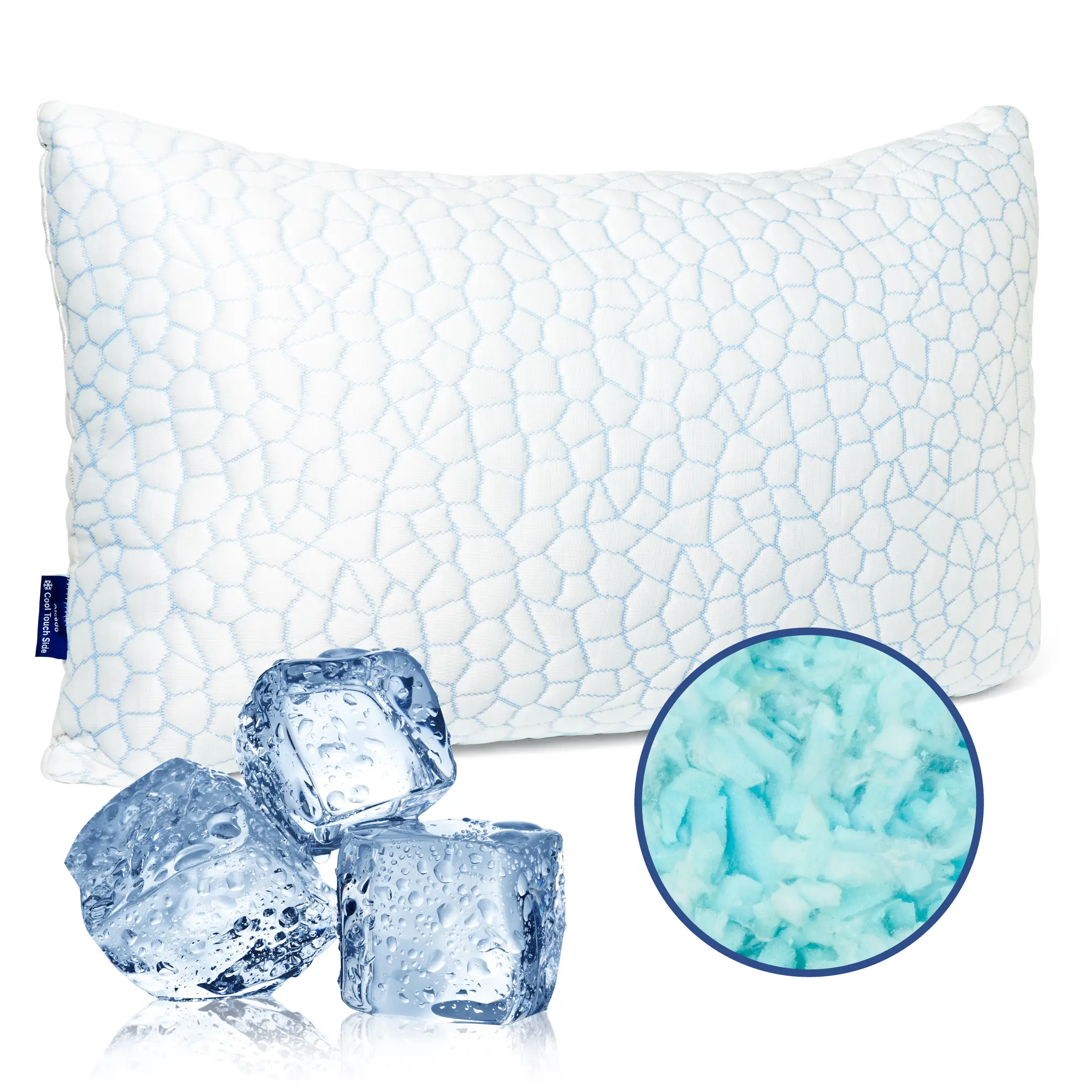 Alcedo Cooling Pillow – Adjustable Shredded Memory Foam Pillow with Cooling-to-the-Touch Fabric, Dual-Sided Comfort & Breathable Support