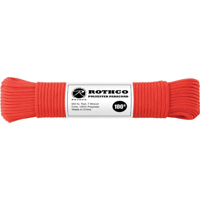 Red - Polyester 550 LB Tested 100 Feet Paracord Rope Red - Polyester 550 LB Tested 100 Feet Paracord Rope