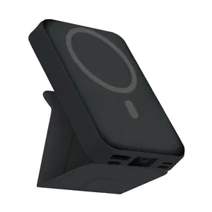 10000mAh Magnetic Power Bank with Built-in Lightning & USB-C Cables, 22.5W PD Fast Charging Wireless Charger with Foldable Stand, LED Display for iPhone 17/16/15/14/13, Travel Essential