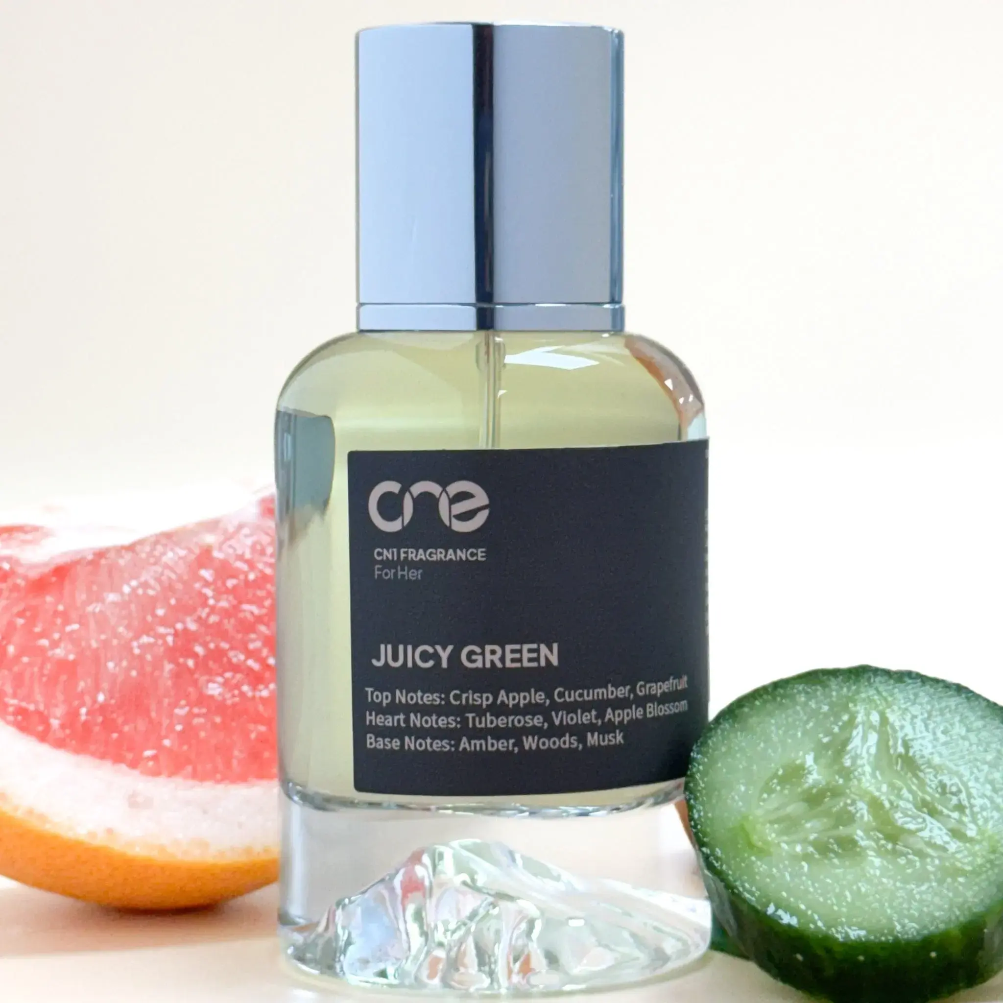 Juicy Green Eau de Parfum - Fruity Floral Citrus Scent with Green Apple Cucumber & Grapefruit - Vibrant Fresh Nature-Inspired Fragrance