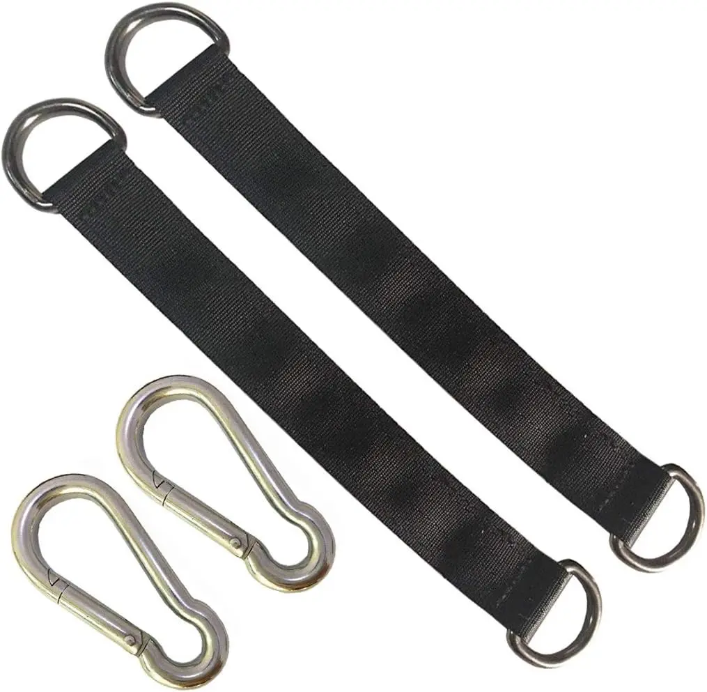Tree Swing Straps, 2 count 25cm / 9.8inches Tree Swing Hanging Kit Heavy Duty Hanging Straps Holds 440 lbs with Carabiner  for Tree Swing, Hammock, Plank