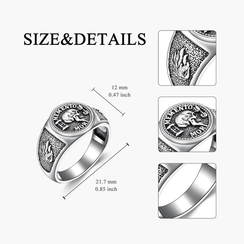 MEIDERBO Jewelry Memento Mori Signet Rings 925 Sterling Silver Gothic Skull Ring Stoic Momento Mori Jewelry Gifts for Men Women MEIDERBO Jewelry Memento Mori Signet Rings 925 Sterling Silver Gothic Skull Ring Stoic Momento Mori Jewelry Gifts for Men Women