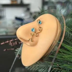 Blue Skies Gold Nose Cuff - Non-Piercing Nose Jewelry for Women - Tarnish Resistant Copper Wire - Silver and Gold Coated Options - No Piercing Needed - Elegant and Versatile