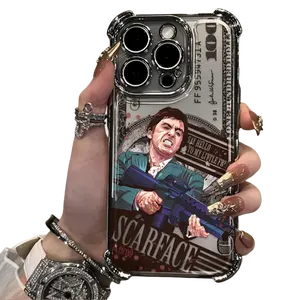 Popular Classic Movie Cool Money S-ScarfaceS Creative Phone Case Suitable for iPhone 17 Air 16 15 14 13 12 11 Pro Max Plus Anti Drop Transparent Soft Back Cover, Iphone Phone Case Guy, Case Iphone Guy, Tough Funny Iphone Case, Iphone Case Sarcasm,