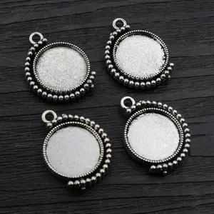 5pcs 16mm Inner Size Rotation Double Side Pendant Cameo Cabochon Blank Base Setting Charms 2025 New Style