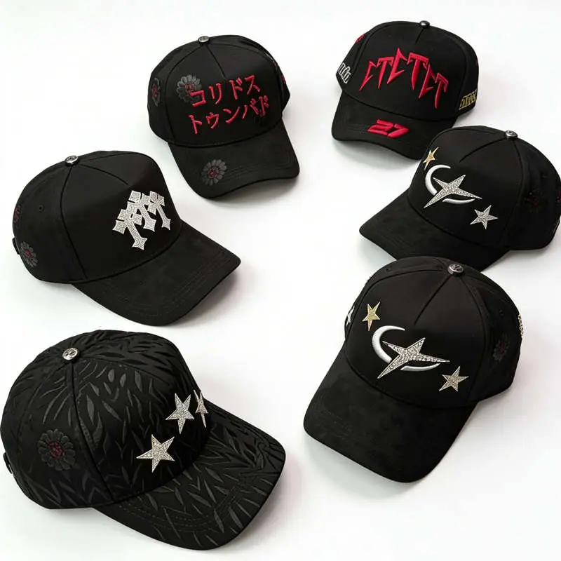 Barbas Hats x CT Premium Black Streetwear Baseball Cap - Men's Accessories, Textured Brim, Metal Accent, Adjustable Unisex Snapback, Ideal for Urban Trendy Graphic-Style Wear