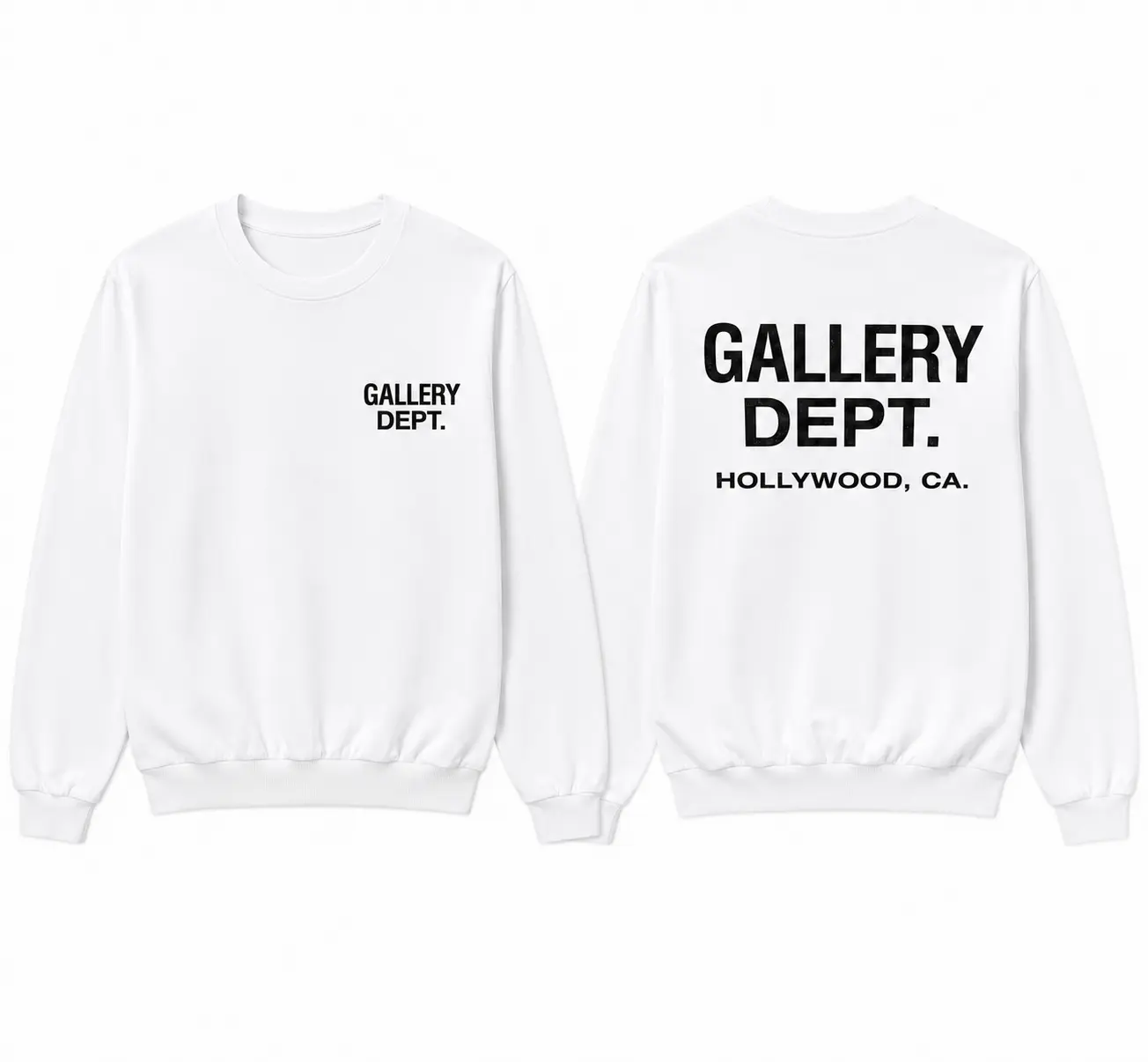 Gallery Dept Sweater, Hollywood Logo Crewneck Sweatshirt, Heavyweight Pullover, Unisex Streetwear, Casual Cotton Fleece Sweater