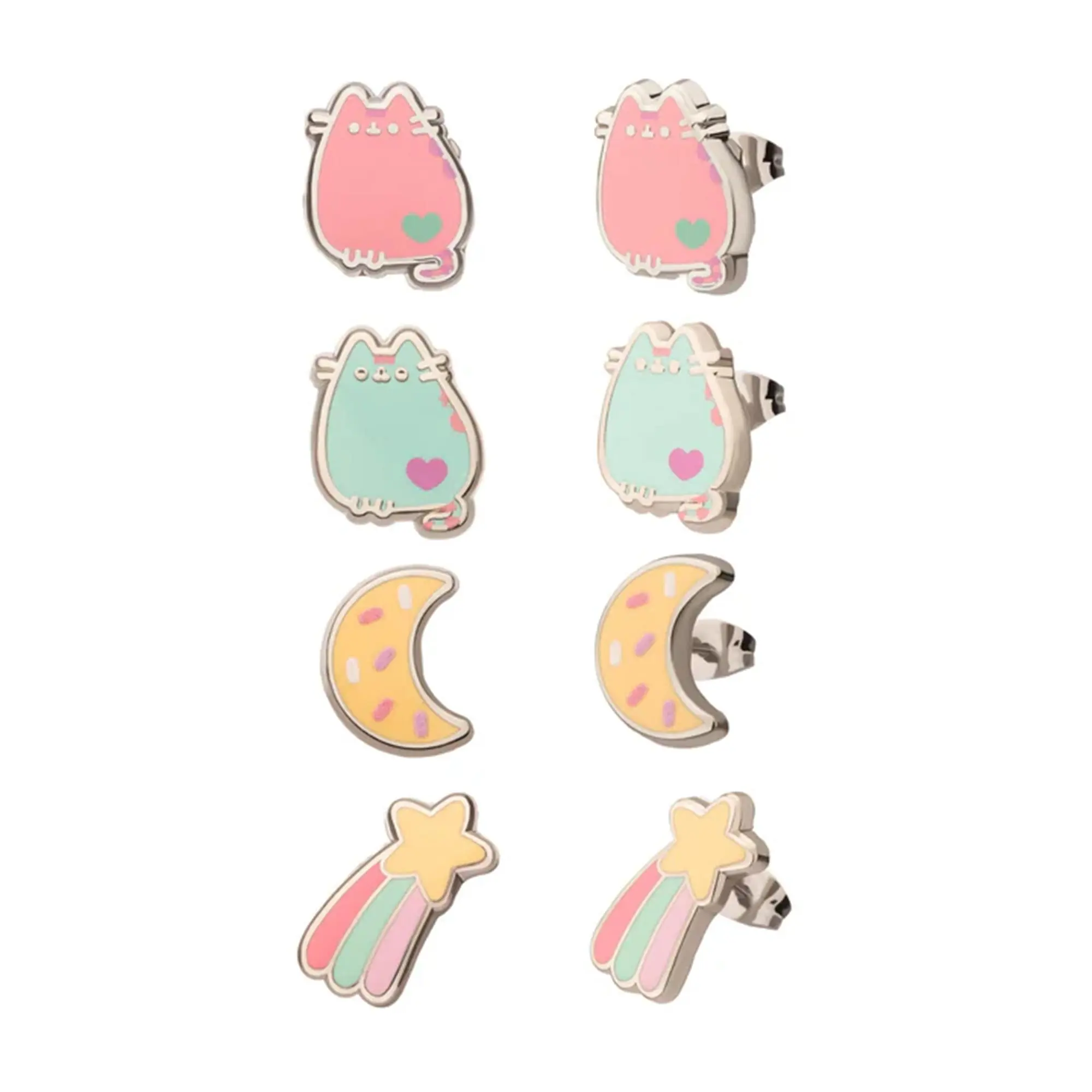 Pusheen Space 4-Piece Enamel Stud Earring Set, Ear Studs, Whimsical, Accessories