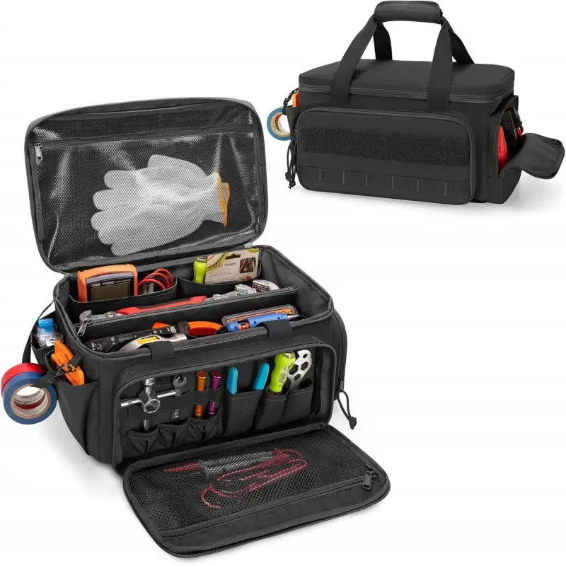 Portable Multi-Purpose Large Capacity Tool Storage Bag, Men's Hand Tool Organizer, Multifunctional Work Carryall, Polyester Material, Garage Tool Organizer, Convenient Tool Pockets, Tool Pouch