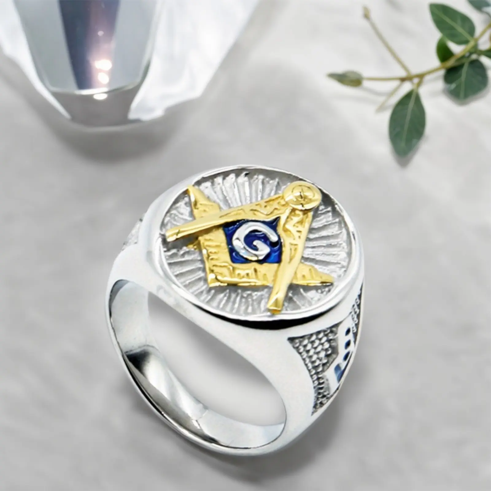 1 Pcs Europe and The United States Retro Punk Masonic Fashion Exquisite Popular AG Ring, Suitable for Daily Wear Jewelry, Gifts To Friends