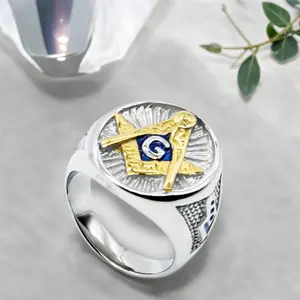 1 Pcs Europe and The United States Retro Punk Masonic Fashion Exquisite Popular AG Ring, Suitable for Daily Wear Jewelry, Gifts To Friends