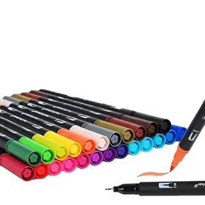 24-Piece Dual-Ended Brush Set, Quick-Dry Mixable Colors, Chalk & Fine Tip Markers, Ideal for Art, Drawing, Design, Gifts, Durable Tips, Artistic Versatility