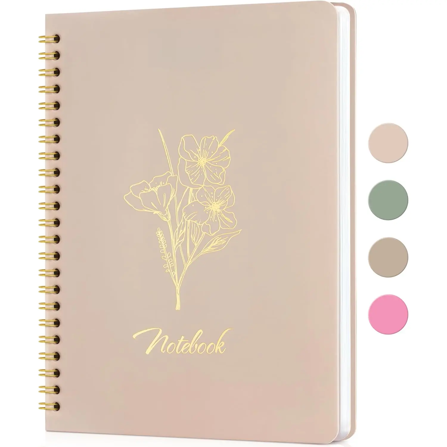 Notebooks for Work, Small Cute Beige Hardcover Spiral Journal 6x9, 100 Pages | Aesthetic College Ruled Notebooks & Writing Pads for Women, Students, Office, School,  Thick Paper