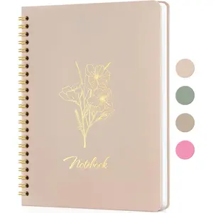 Notebooks for Work, Small Cute Beige Hardcover Spiral Journal 6x9, 100 Pages | Aesthetic College Ruled Notebooks & Writing Pads for Women, Students, Office, School,  Thick Paper