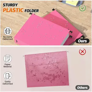 Extra Capacity Plastic Hanging File Folder, 12 Pack Reinforced Hang Folders Letter Size, Heavy Duty 2 Inch Expansion Filing Cabinet Folders for Bulk Files, Medical Charts, Assorted Colors