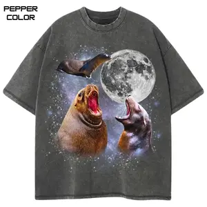 Three California Sea Lion Moon Graphic T-Shirt, Galaxy Marine Animal Tee, Space Ocean Lover Gift, Animal love shirt, Gift for Him and Her