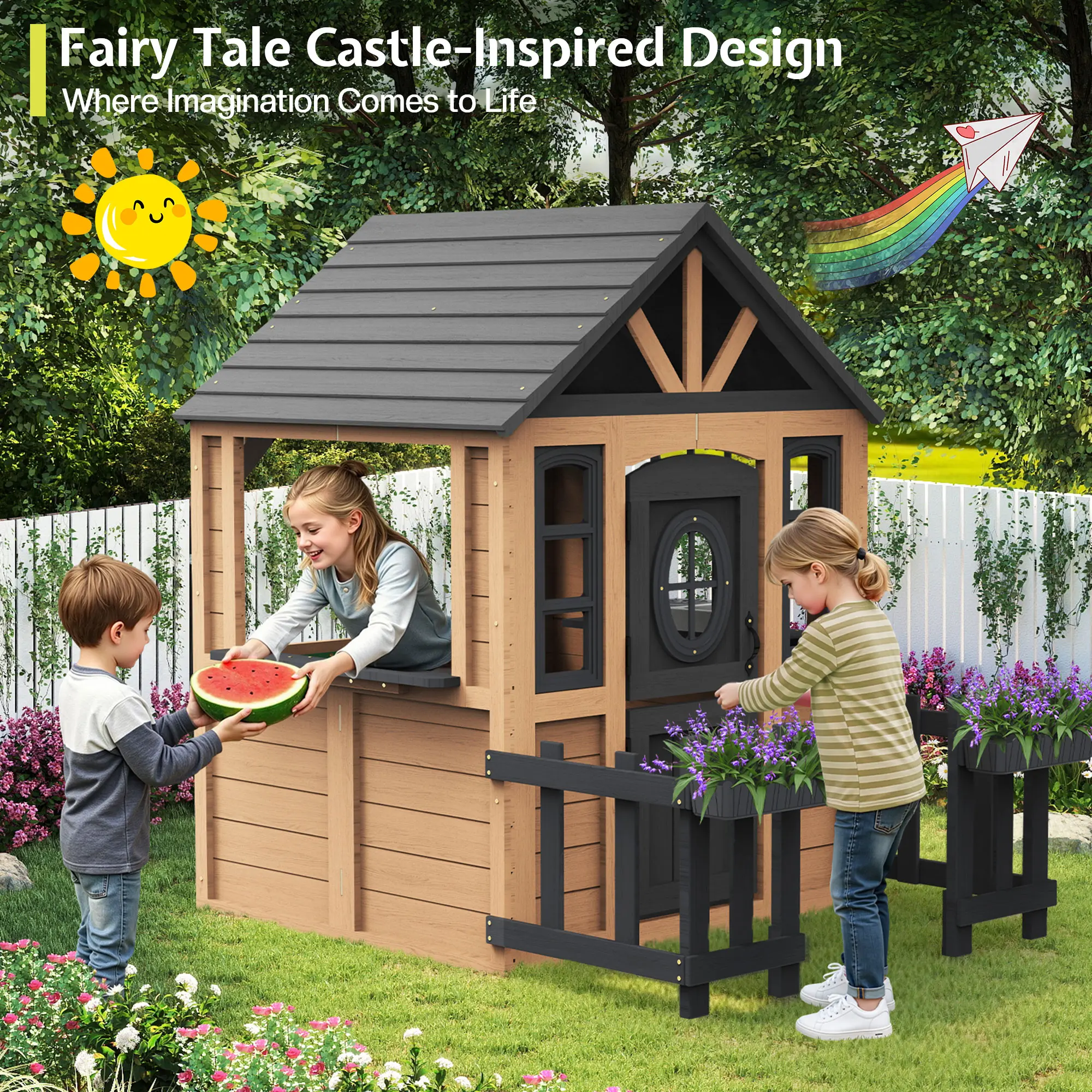 Brown with Flowerpot Holders