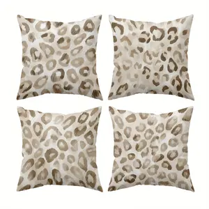 4pcs, Leopard Print Themed Throw Pillow Covers, Home Spring Décor Products, Suitable Living Room, Bedroom, Sofa and Bed Decoration, 2D Flat, Single Sided Printing, No Pillow Core