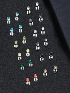 18 Pairs Stud Earrings Colorful Stainless Steel Dazzling Style (Multi-colored Shiny CZ, 3/4/5MM Sizes & Stainless Steel Pin, Safe & Rustless) for Women & Girls (Daily Wear, Parties & Ear Piercing Styling)