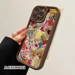 Compatible for iPhone11/12/13/14/15/16/17/promax/x/xs/xr/xsmax Case Beaded Art Collage Soft TPU Shockproof Protective CASE