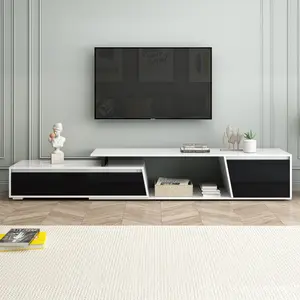U-Can Modern, Minimalist Rectangle Extendable TV Stand, TV Cabinet with 2 Drawers and 1 Cabinet for Living Room, Up to 100''(High end and high-quality)