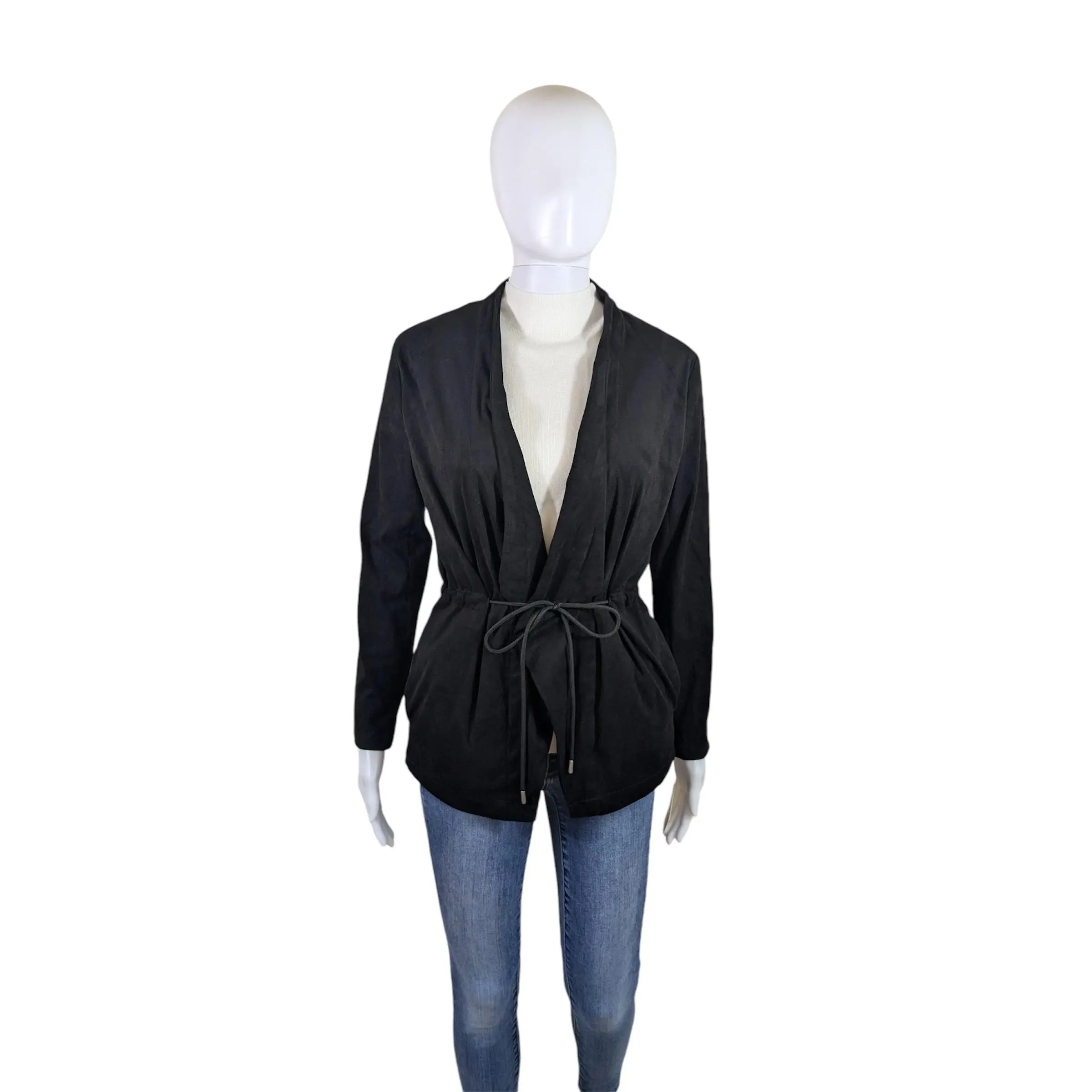 Blank NYC Black Faux Suede Cinched Waist Jacket Size XS
