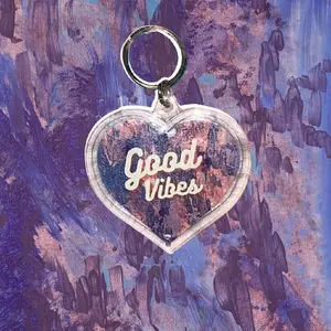 Heart Keychain W/QR Code To Positivity Playlist