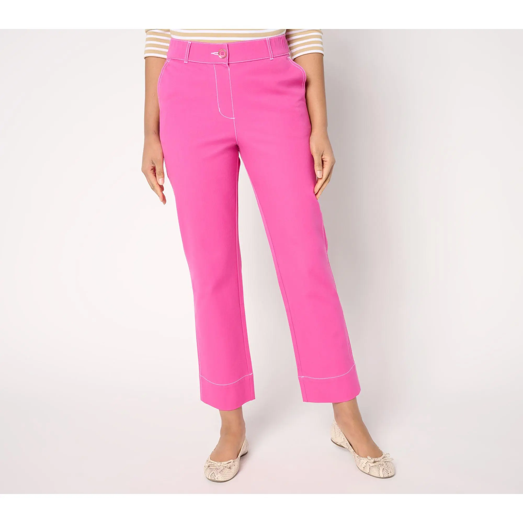 Isaac Mizrahi Live! Regular 24/7 Stretch Straight Leg Ankle Pants
