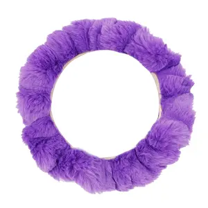 15 Inch 38cm Winter Warm Faux Fur Fluffy Car Steering Wheel Cover Replacement Universal Purple