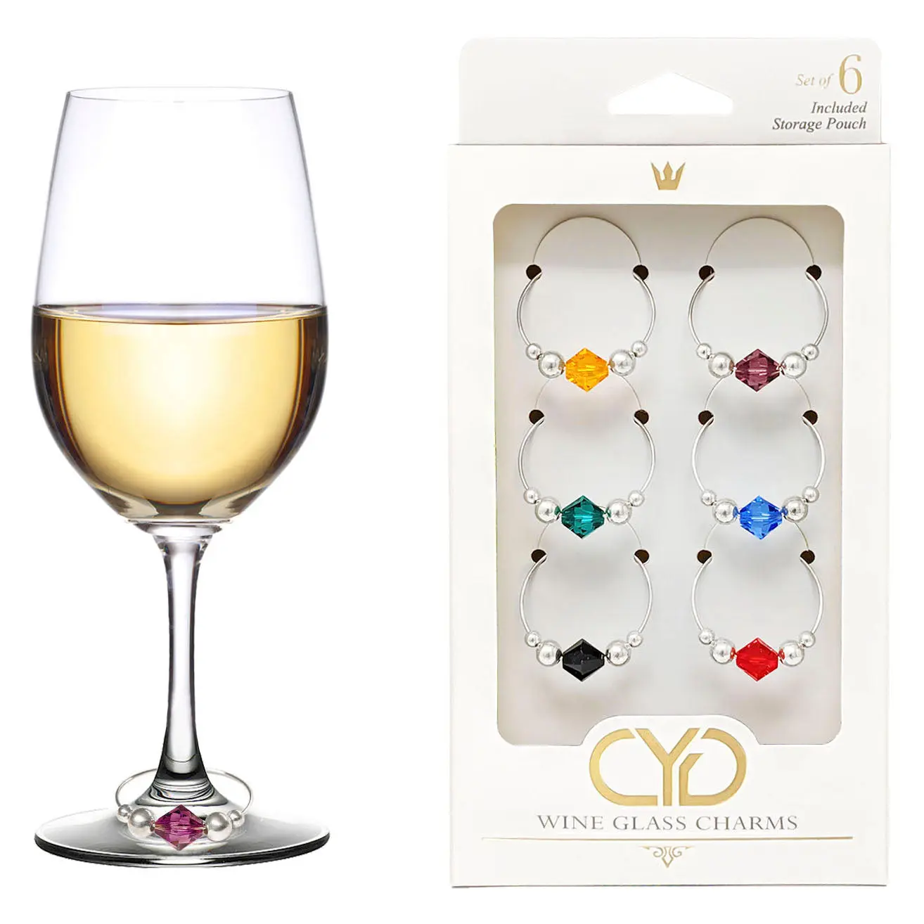 Brilliant Swarovski® Crystal Hoop Wine Charms