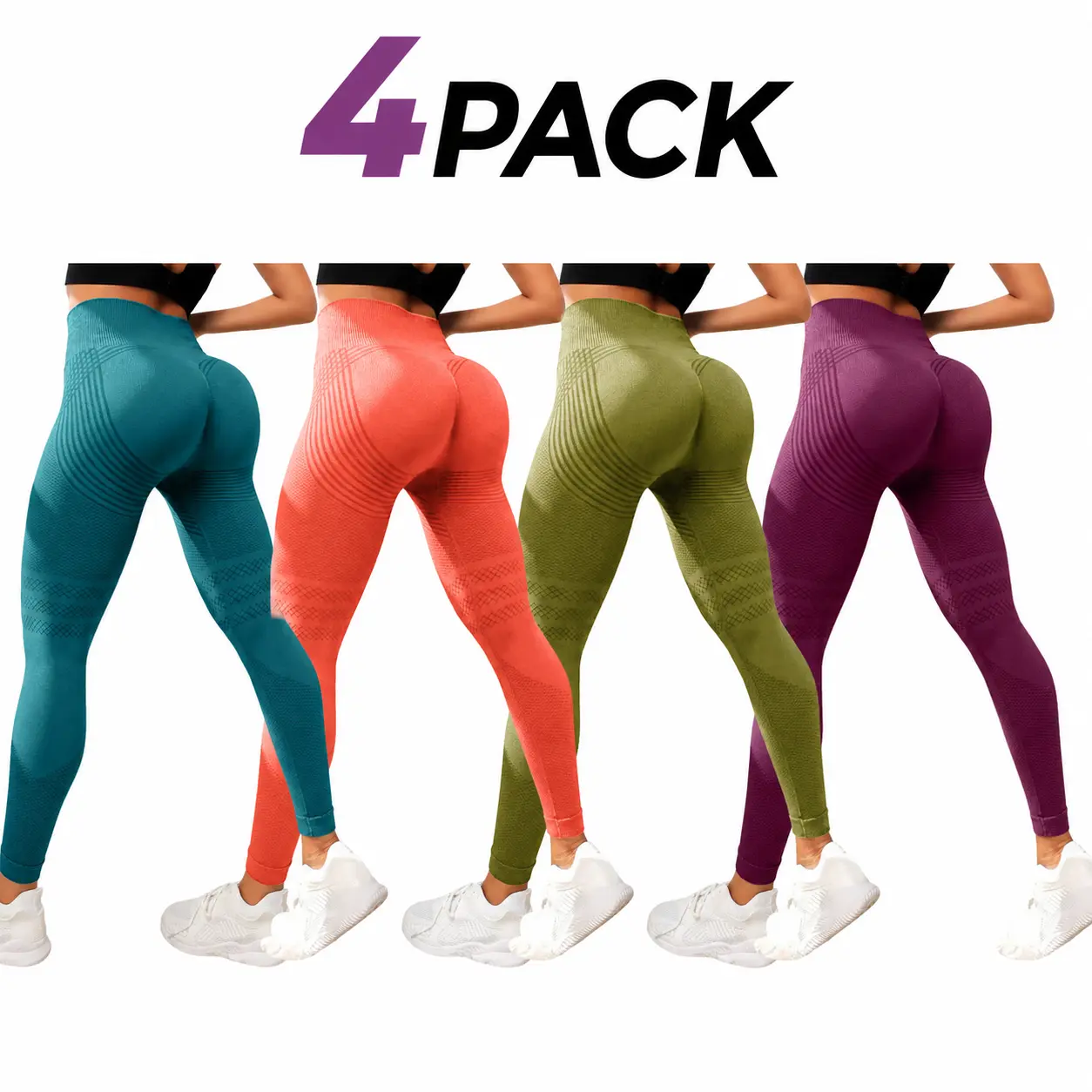 Women's High Waist Seamless Butt Lifting Leggings - Tummy Control Stretchy Yoga Pants, Soft Workout Wear for Everyday Active Sports & Outdoor Fitness Solid Color Budget Set, Leggings For Women, Stretchy Fit