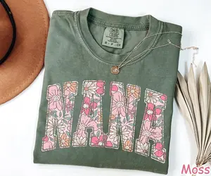 Comfort Colors Boho Floral Nana Shirt, Trendy Nana Spring T-Shirt, Cute Nana Gift, Women's Flower Nana Tee, Gifts for Nana, Grandma Shirt