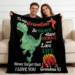 Fun Cartoon Dinosaur Print Blanket, Skin-Friendly Comfortable Daily Use, Easy Foldable Storage, Perfect for Kids and Adults bath couple throw Personalized Photo