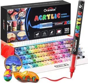 Acrylic Paint Markers, 120-Color Brush Tip Pens with Automatic Ink Control, Quick-Drying Liquid Ink Art Supplies for Rock, Wood, Canvas