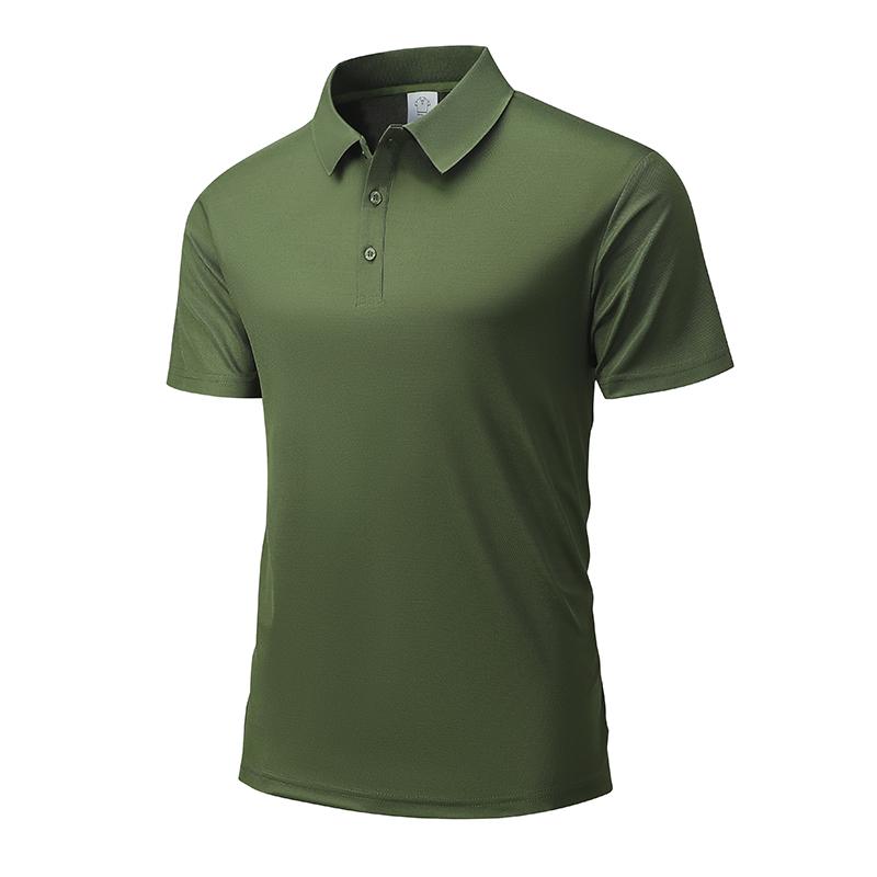 Men's Solid Color Turn-down Collar Polo Shirt Short Sleeve Business Casual Simple Slim Fit Breathable T-shirt Office Menswear
