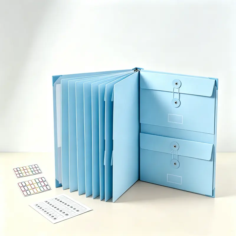 Blue Accordion Document Organizer with Labels| Personal File Binder for Certificates Passports Photos Letters