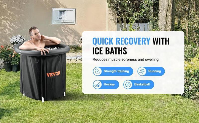 VEVOR Ice Bath Tub, Cold Water Therapy Plunge Tub for Athletes, Portable Outdoor Ice Barrel Plunge Pool for Recovery, Max. 98 Gal Inflatable Folding Bathtub with Cover, Home Ice Pod for Adult VEVOR Ice Bath Tub, Cold Water Therapy Plunge Tub for Athletes, Portable Outdoor Ice Barrel Plunge Pool for Recovery, Max. 98 Gal Inflatable Folding Bathtub with Cover, Home Ice Pod for Adult