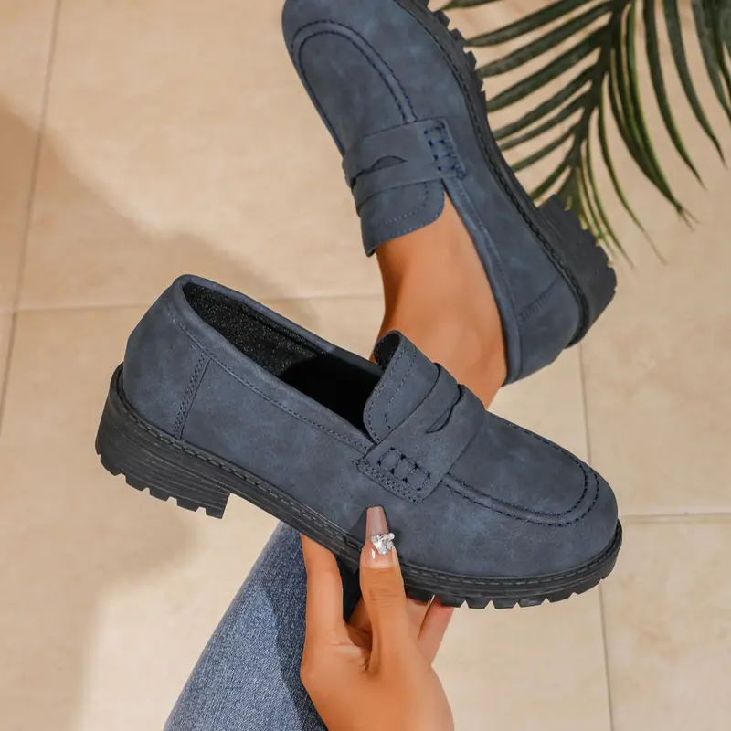 Women's Fashion Loafers, Thick Sole Design, Comfortable Casual Commuter Shoes, All-Day Supportive Arch Design, Casual Wear Shoe, Slip On Loafer