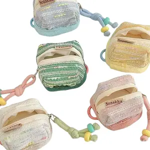 Cute Portable Soft Fabric Case for AirPods, Stylish Storage Bag, Chic Charm Design for on-the-Go, Headphone