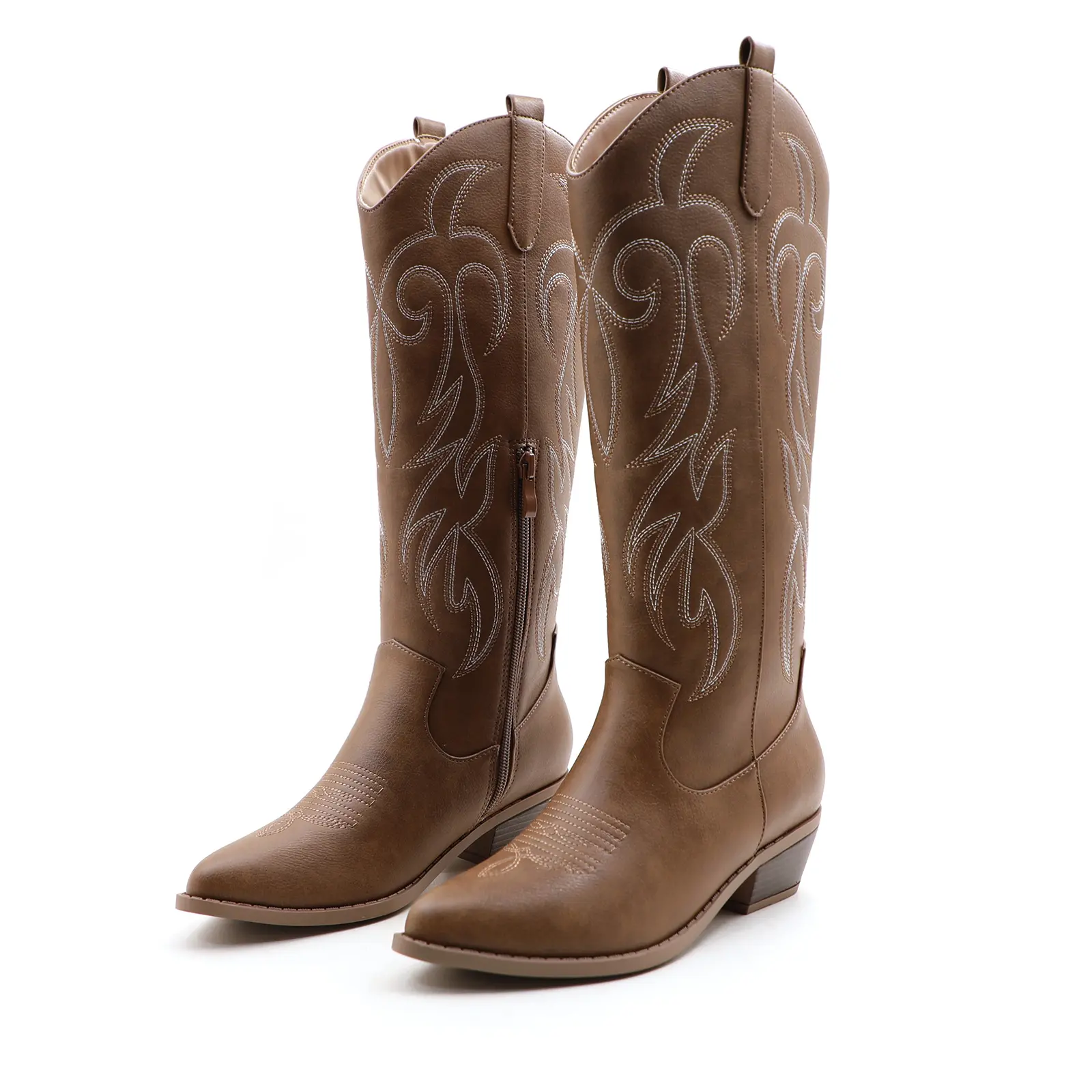 Women’s Rhinestone Cowboy Boots – Sparkly Western Tall Boots with Embroidery, Pointed Toe & Side Zipper, Retro Cowgirl Pull-On Boots for Party, Concert, and Daily Wear High Top Soccer Cleat