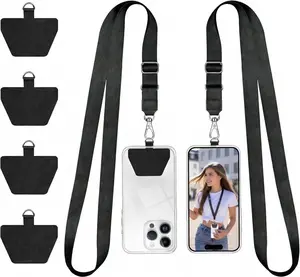 Lamicall Phone Lanyard, Universal Adjustable Neck Strap for Phone Case Keys ID Badges Cell Phone Lanyard Compatible with iPhone, Samsung, Most Smartphones, 2 Pack, Black Black